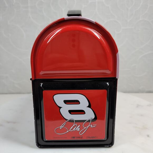 NASCAR Dale Earnhardt Jr Lunch Box  9"x6.5" Red 2004 No.8 Metal Dome Handle - Picture 10 of 16